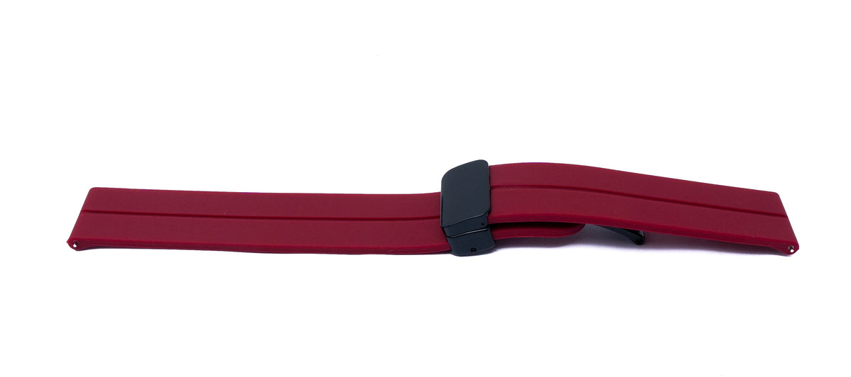 SYSTEM-S 20 mm silicone strap with folding clasp for Smartwatch in red