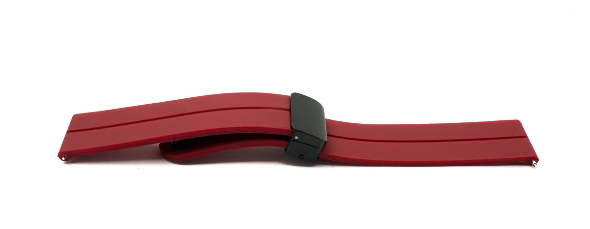 SYSTEM-S 20 mm silicone strap with folding clasp for Smartwatch in red