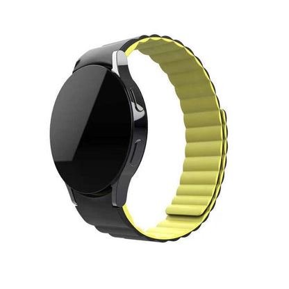 SYSTEM-S 20 mm silicone magnetic strap for Samsung Galaxy Watch 5 4 Black Yellow