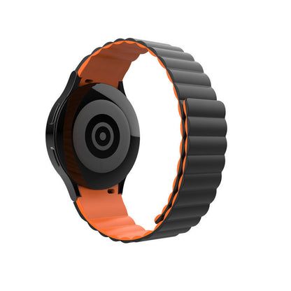 SYSTEM-S 20 mm silicone magnetic strap for Samsung Galaxy Watch 5 4 Black Orange