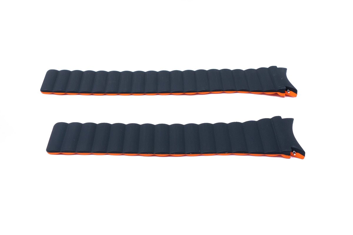 SYSTEM-S 20 mm silicone magnetic strap for Samsung Galaxy Watch 5 4 Black Orange