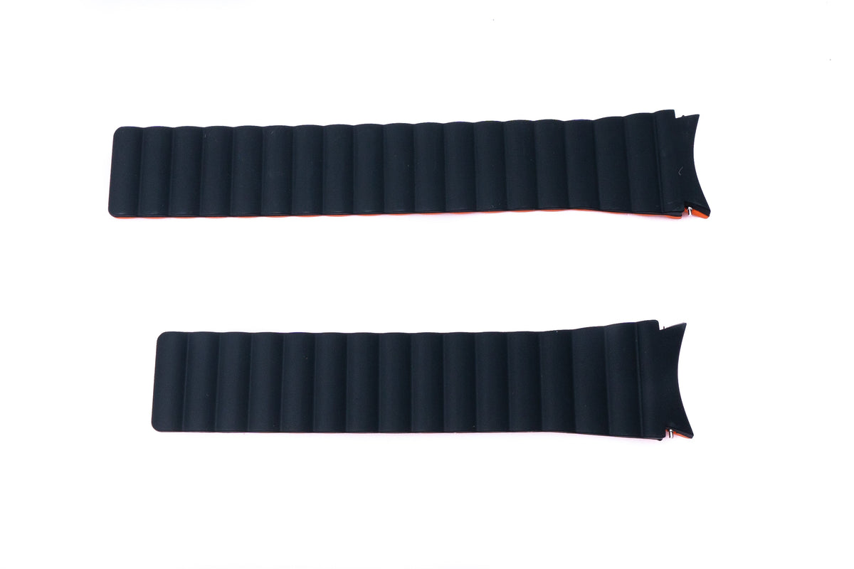 SYSTEM-S 20 mm silicone magnetic strap for Samsung Galaxy Watch 5 4 Black Orange