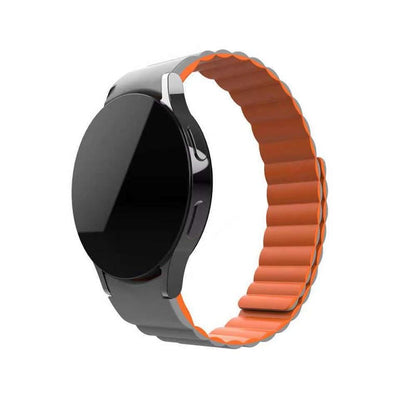 SYSTEM-S 20 mm silicone magnetic bracelet for Samsung Galaxy Watch 5 4 in grey orange