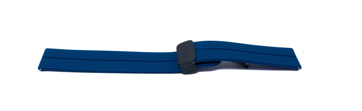 Armband 20 mm aus Silikon mit Kippfaltschließe für Smartwatch in Dunkelblau | System-S