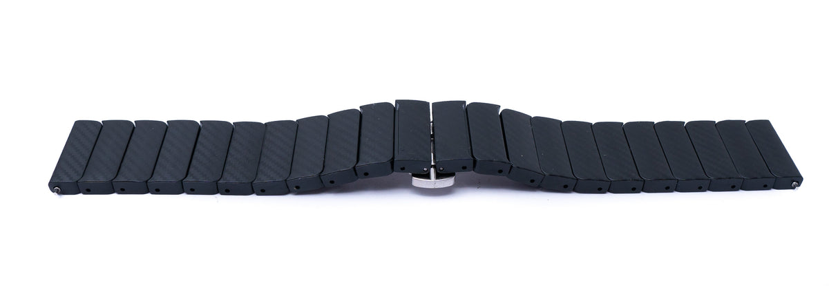 Armband 20 mm aus PC mit Butterfly Faltschließe für Smartwatch in Schwarz | System-S