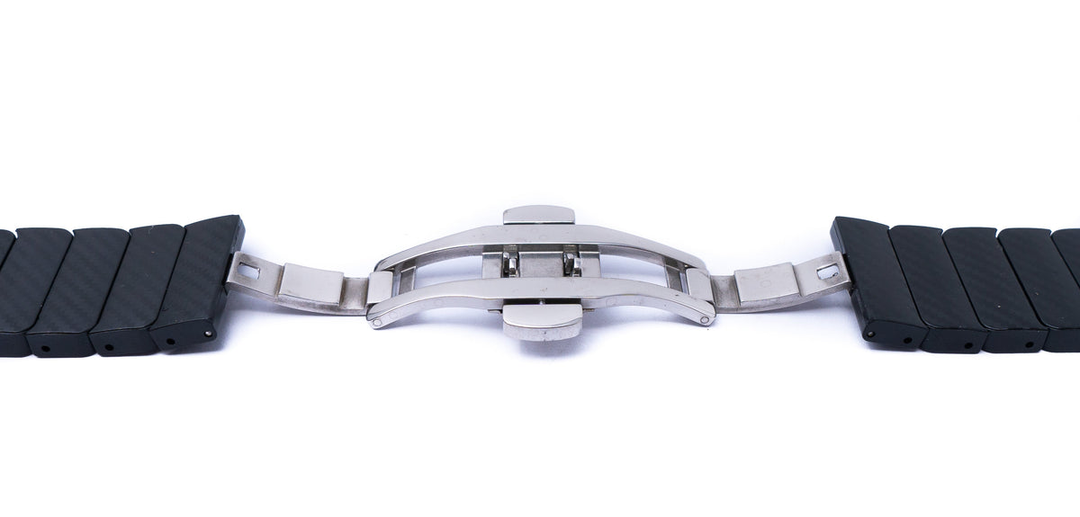 Armband 20 mm aus PC mit Butterfly Faltschließe für Smartwatch in Schwarz | System-S