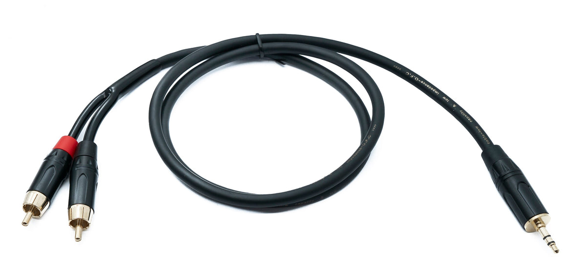 SYSTEM-S Audio Cinch 2 RCA cable 100 cm plug to jack AUX 3.5 mm 3-pin plug
