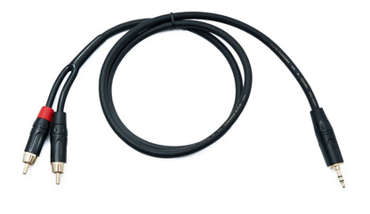 SYSTEM-S Audio Cinch 2 RCA cable 100 cm plug to jack AUX 3.5 mm 3-pin plug