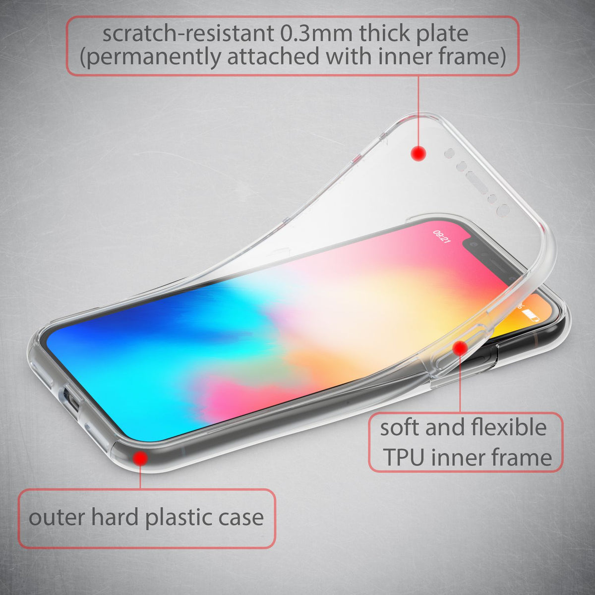 NALIA 360° Hülle für iPhone X / XS – Vorne & Hinten Schutz – 360GUARD (Full-Body Case) – Marke aus Berlin