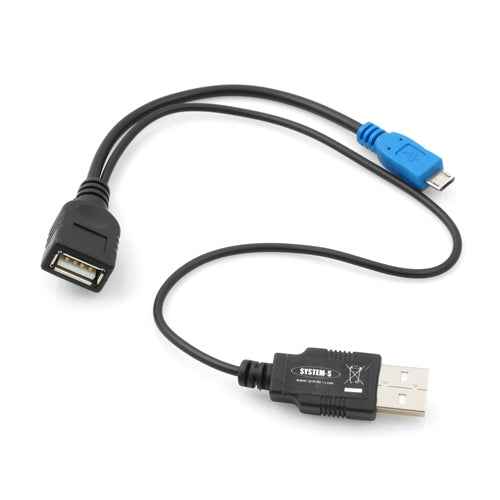 System-S Micro USB OTG Host Kabel mit Extra USB Stecker Kabel zum gleichzeitigen Laden und Betreiben von Flash Drive Speichermedien für Smartphone Tablet PC und anderen OTG Geräten - DREIKS