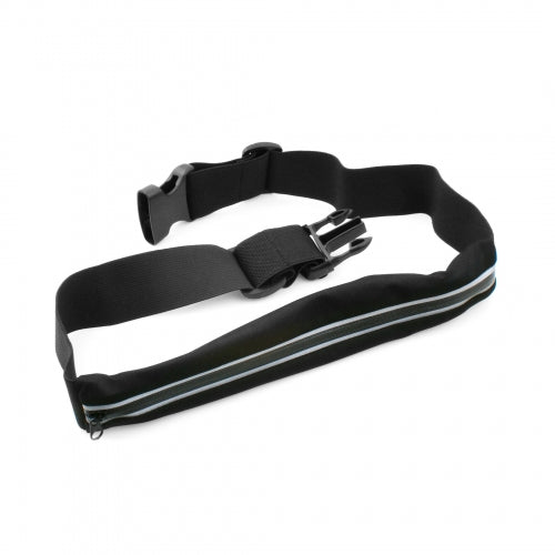 System-S Spritzwassergeschützte Tasche Sport Gürtel (1 Kammer) Taillen Brustgurt Hüftgurt mit Sicherheitsreflektorstreifen für Smartphone und andere Gegenstände (Schwarz) - DREIKS