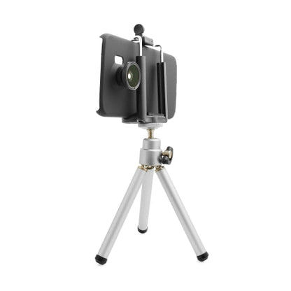 Linsenset Objektiv (20X Mikroskop / Weitwinkel 0.68X (+Macro 1.25X) / Fischauge 180° / 2X / 9X / 12X Telefoto) mit Mini Stativ und Case für Samsung Galaxy S6 | System-S