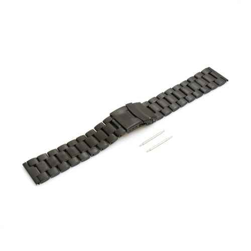 SYSTEM-S 22mm Edelstahl-Uhrenarmband – Schwarz – mit Faltschließe und Federstegen - DREIKS