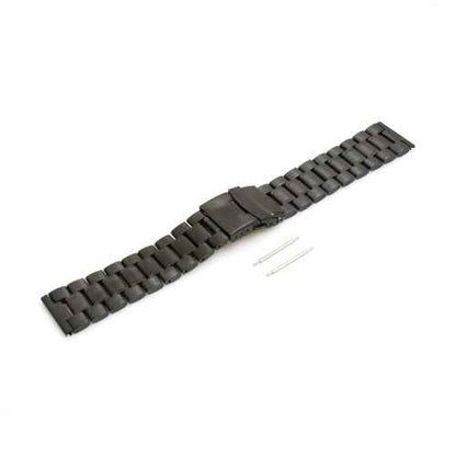 SYSTEM-S 22mm Edelstahl-Uhrenarmband – Schwarz – mit Faltschließe und Federstegen - DREIKS