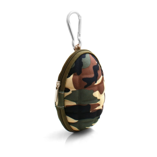 System-S Kopfhörer Schutztasche Hard Case Cover Schutz Aufbewahrungstasche Box mit Karabiner grün-camouflage - DREIKS