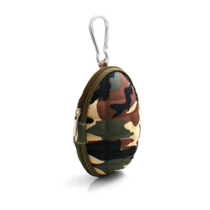 System-S Kopfhörer Schutztasche Hard Case Cover Schutz Aufbewahrungstasche Box mit Karabiner grün-camouflage - DREIKS