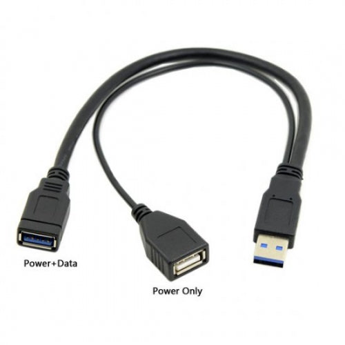 System-S USB 3.0 Typ A Stecker auf USB 3.0 Typ A Buchse HDD  Festplattenkabel mit Extra-Power USB 2.0 Typ A Buchse Y-Kabel - DREIKS