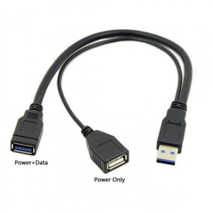 System-S USB 3.0 Typ A Stecker auf USB 3.0 Typ A Buchse HDD  Festplattenkabel mit Extra-Power USB 2.0 Typ A Buchse Y-Kabel - DREIKS