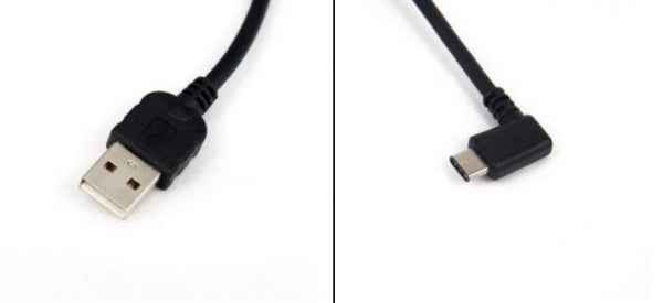 USB 3.1 Typ C 90° rechts gewinkelt Winkelstecker zu USB 2.0 A Kabel 140 cm in Schwarz - DREIKS