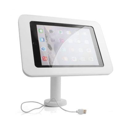 Abschließbarer Präsentations Messe Ständer Stand Mount Tisch Halterung für iPad Air 2 in weiß | System-S