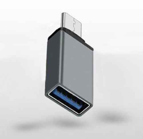 SYSTEM-S USB OTG On The Go Adapter USB Typ C 3.1 (male) zu USB A 3.0 (female) Konverter Adapter in Grau - DREIKS