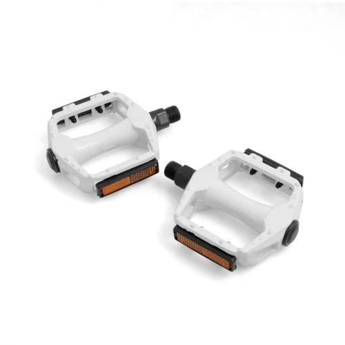 Universal Fahrrad MTB BMX Pedal mit integriertem Reflektor in Weiß | System-S
