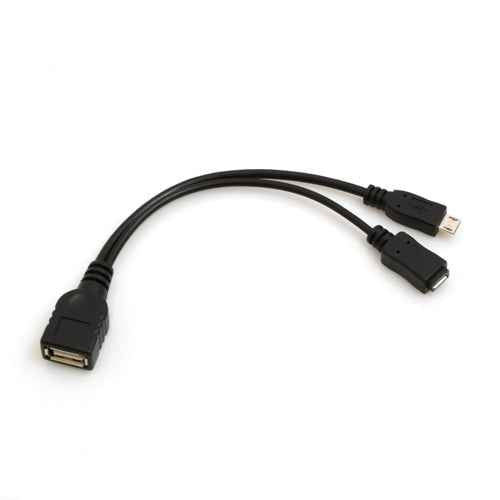 SYSTEM-S 3 in 1 OTG Host USB A (female) zu Micro USB (male/female) Datenkabel Kabel 20 cm - DREIKS