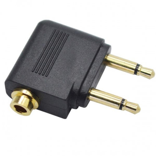 Flugzeug Kopfhörer Adapter Doppel 3.5mm Klinke Mono Stecker AUX gewinkelt (male) auf 3.5mm Klinke Stereo Buchse (female) - DREIKS