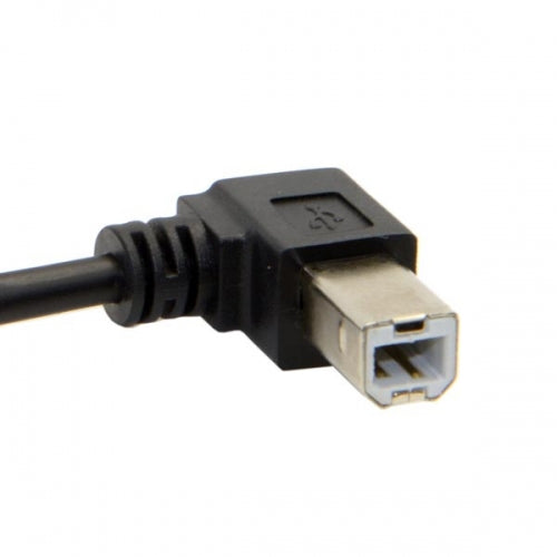 USB A Stecker 90° Grad Links Gewinkelt zu USB Typ B Stecker 90° Rechts Gewinkelt Spiralkabel Kabel 35-80 cm | System-S