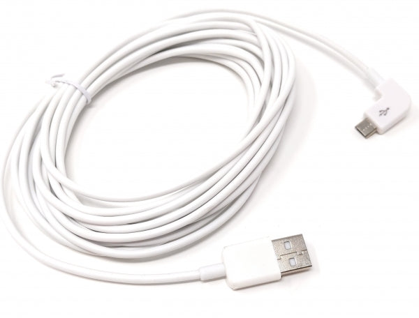 SYSTEM-S Micro USB cable right angled plug to USB 2.0 Type A (male) approx. 5m in white 