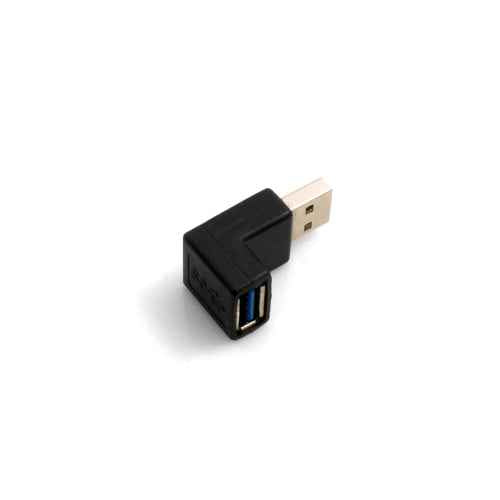 SYSTEM-S USB Typ A 3.0 Eingang (female) auf USB Typ A 3.0 Stecker (male) 90° Abwärtswinkel Links Gewinkelt Adapterkabel Adapterstecker Adapter Converter - DREIKS