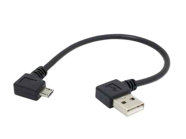 SYSTEM-S Micro USB Kabel 25 cm 90° grad rechts Winkelstecker zu USB 2.0 Typ A - DREIKS