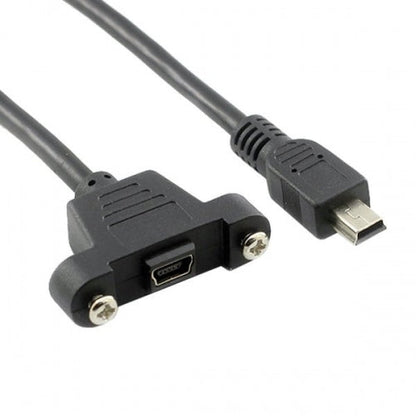 SYSTEM-S Mini USB Panel Mount Mini USB Stecker zu Mini USB Buchse mit Screw Nuts 50cm - DREIKS