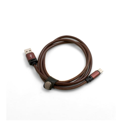 SYSTEM-S USB 3.1 Type C (male) to USB A 3.0 (male) cable adapter data cable charging cable 100 cm leather look in brown