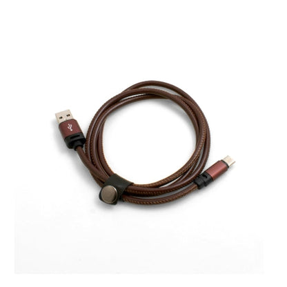 SYSTEM-S USB 3.1 Type C (male) to USB A 3.0 (male) cable adapter data cable charging cable 100 cm leather look in brown
