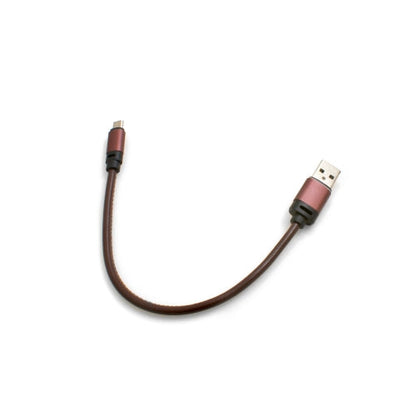 SYSTEM-S Micro USB (male) to USB A 3.0 (male) adapter data cable charging cable 25cm leather look in brown 