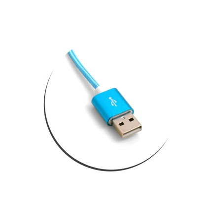 Micro USB Kabel (male) zu USB A 2.0. (male) Adapter Datenkabel Ladekabel 25cm Nylon-Geflochten in Blau | System-S