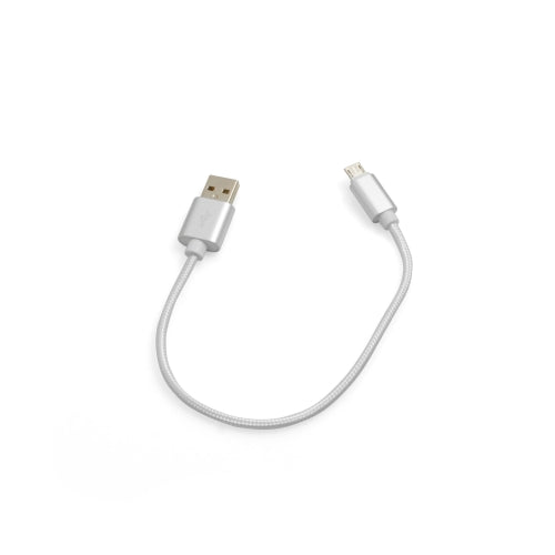 SYSTEM-S Micro USB Kabel (male) zu USB A 2.0. (male) Adapter Datenkabel Ladekabel 25cm Nylon-Geflochten in Weiß-Silber - DREIKS