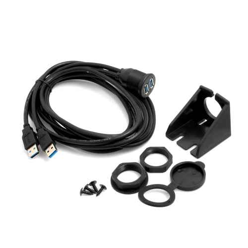 SYSTEM-S 2 m Dual USB 3.0 Kabel Einbaubuchse – Verlängerungskabel für Auto, Boot & Schreibtisch - DREIKS
