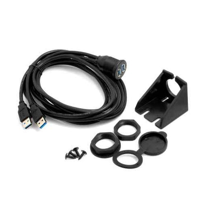 SYSTEM-S 2 m Dual USB 3.0 Kabel Einbaubuchse – Verlängerungskabel für Auto, Boot & Schreibtisch - DREIKS