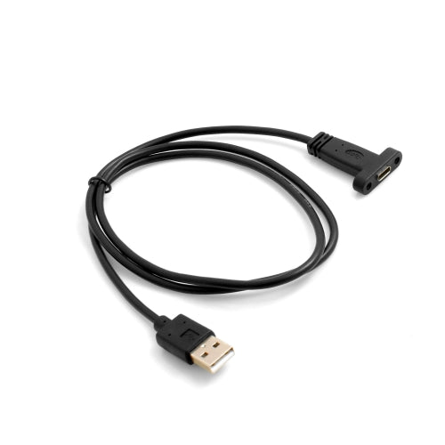 SYSTEM-S USB A Male zu USB C Female Panel Mount Stecker Ladekabel 90 cm - DREIKS