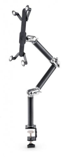 SYSTEM-S Universal Schwanenhals Tisch Halterung Halter 3-Gelenkiger Haltearm für Tablet Pc's eBook Reader in Schwarz - DREIKS