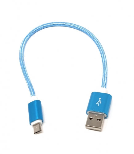 SYSTEM-S Micro USB Kabel 25cm Nylon Ummantelung Blau - DREIKS