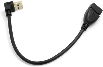 USB Typ A 3.0 (Female) zu USB Typ A 3.0 (Male) 90 Grad gewinkelt Aufwärtswinkel Kabel 23cm Schwarz | System-S