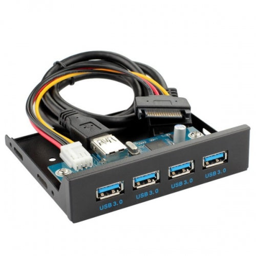 System-S USB HUB Typ A 3.0 4 Anschlüsse Panel Mount zum Motherboard 20poliges Anschlusskabel für 3,5"-Diskettenschacht - DREIKS