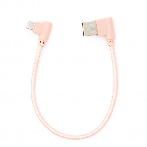 SYSTEM-S Micro USB Kabel 90° grad rechts gewinkelt  zu USB 2.0 Typ A 90° Grad rechts gewinkelt 20 cm in Rose - DREIKS