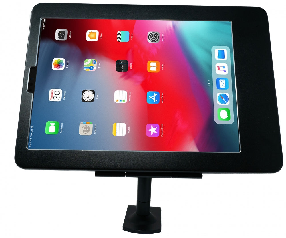 SYSTEM-S Stangen Halterung mit Schloss Befestigung aus Metall in Schwarz für iPad Pro 11" - DREIKS