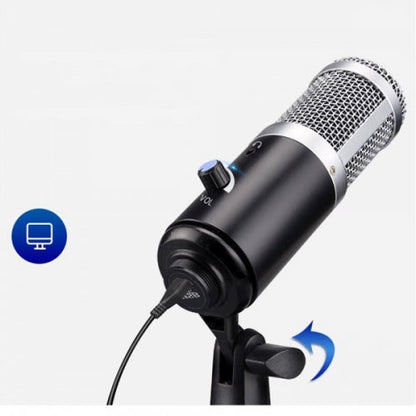 SYSTEM-S Condenser Microphone USB 2.0 with Jack Connector and Stand Black 