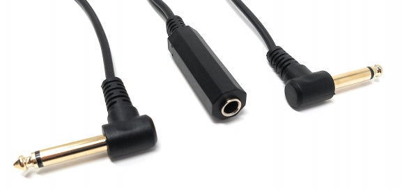 SYSTEM-S Audio Y Kabel 22 cm 6,35 mm Stereo 2x Klinke Stecker zu Buchse Adapter Schwarz - DREIKS