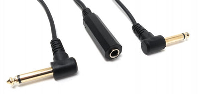 SYSTEM-S Audio Y Kabel 22 cm 6,35 mm Stereo 2x Klinke Stecker zu Buchse Adapter Schwarz - DREIKS